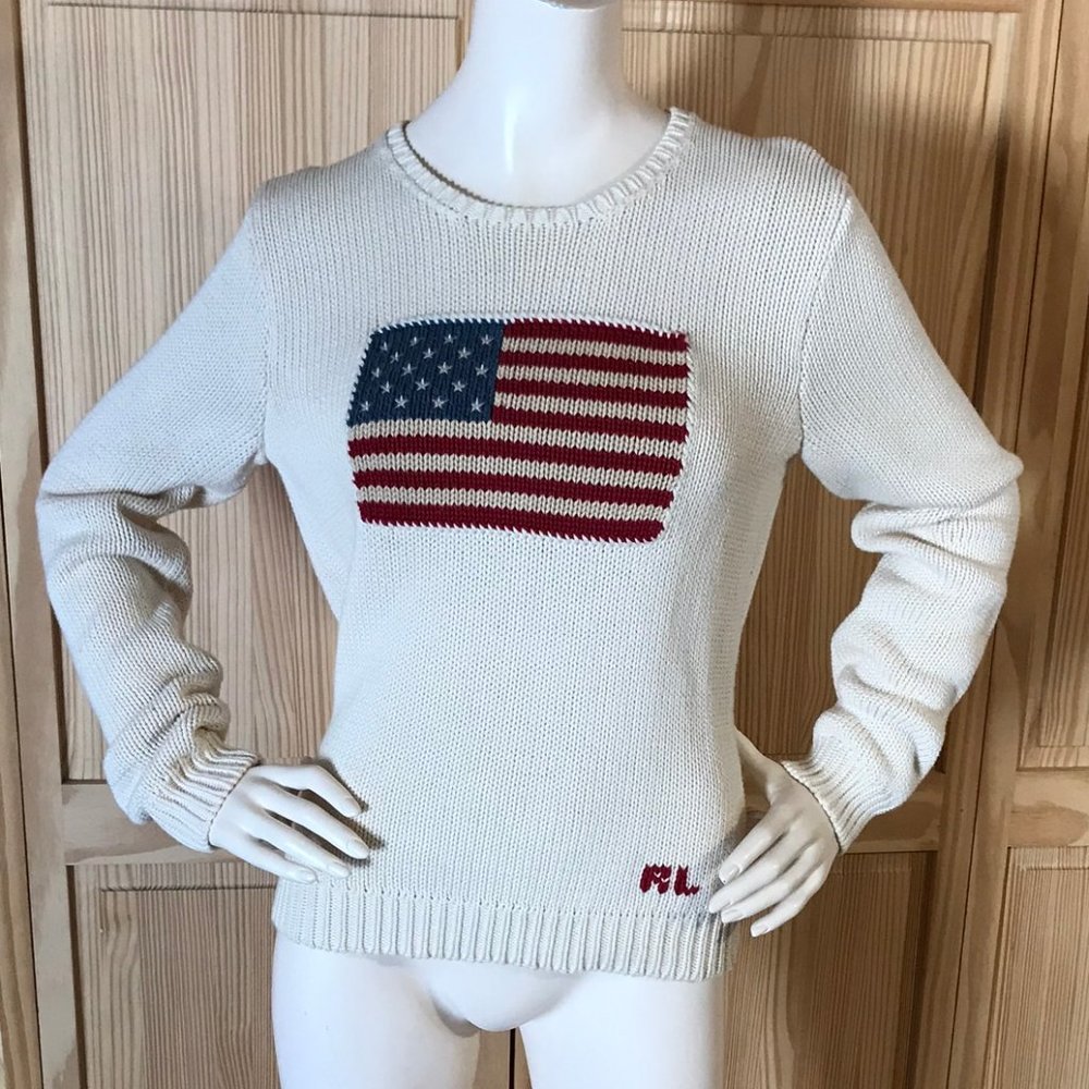 Ralph Lauren Vintage Knit Sweater American flag